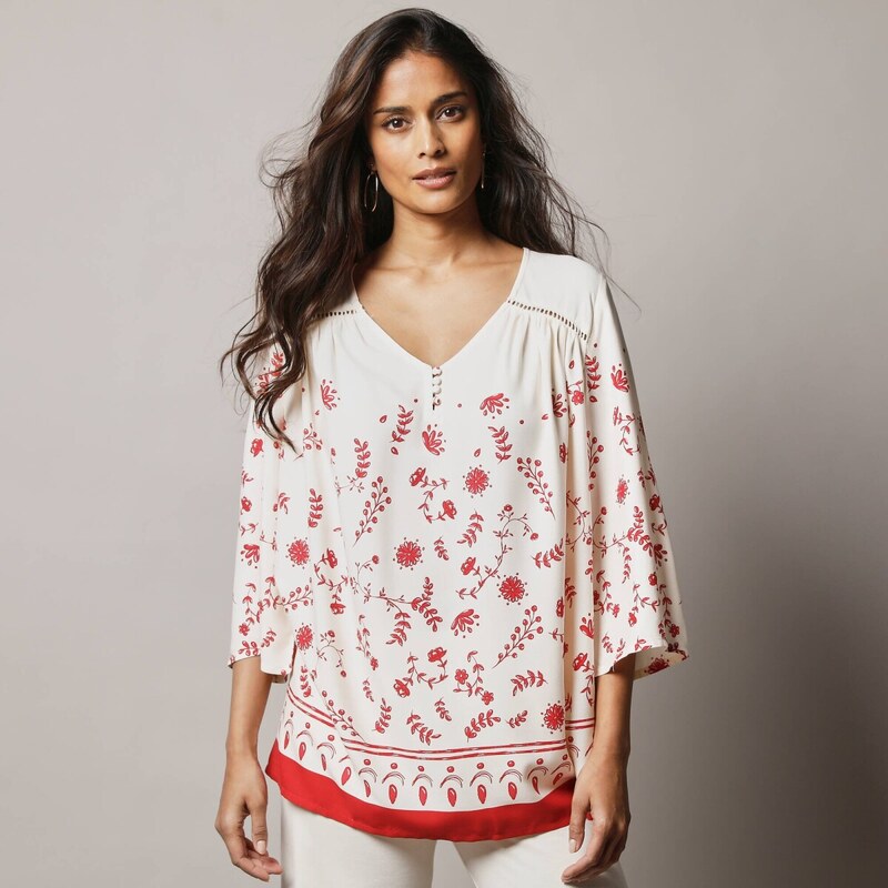 Tunika s 3/4 rukávmi a potlačou ražná/červená 058 Blancheporte 67494151