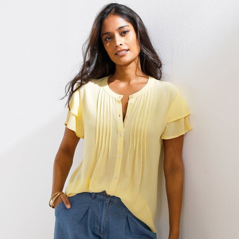 Blúzka so záševkami a krátkymi rukávmi žltá 054 Blancheporte 67494163