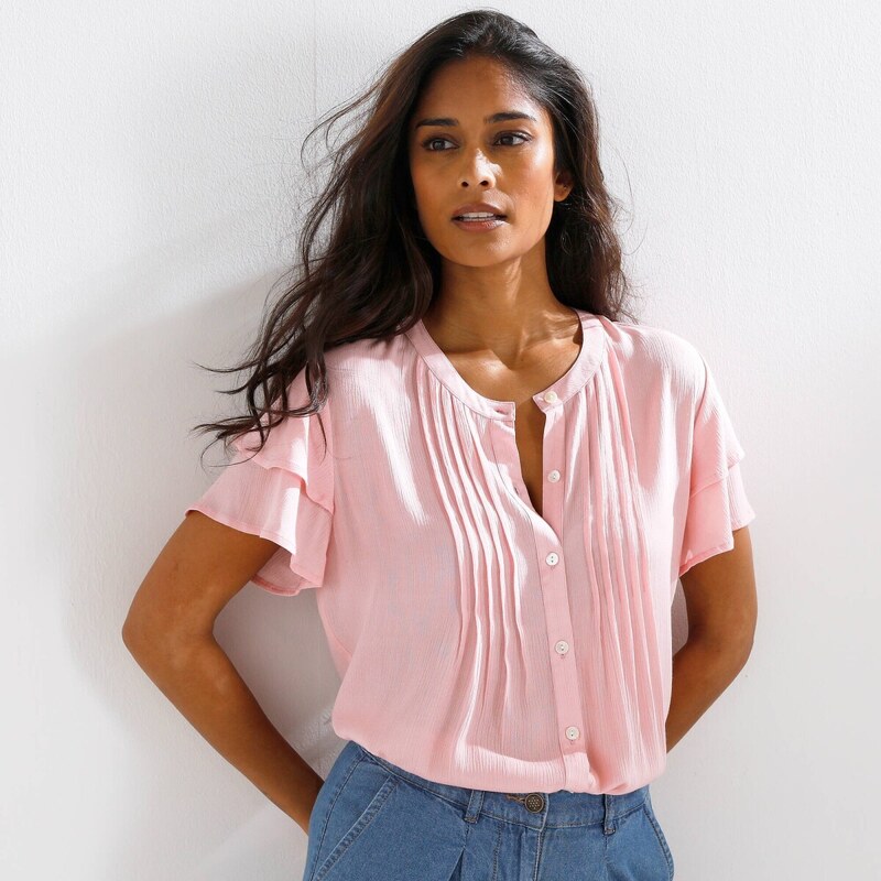 Blúzka so záševkami a krátkymi rukávmi ružová 054 Blancheporte 67494166