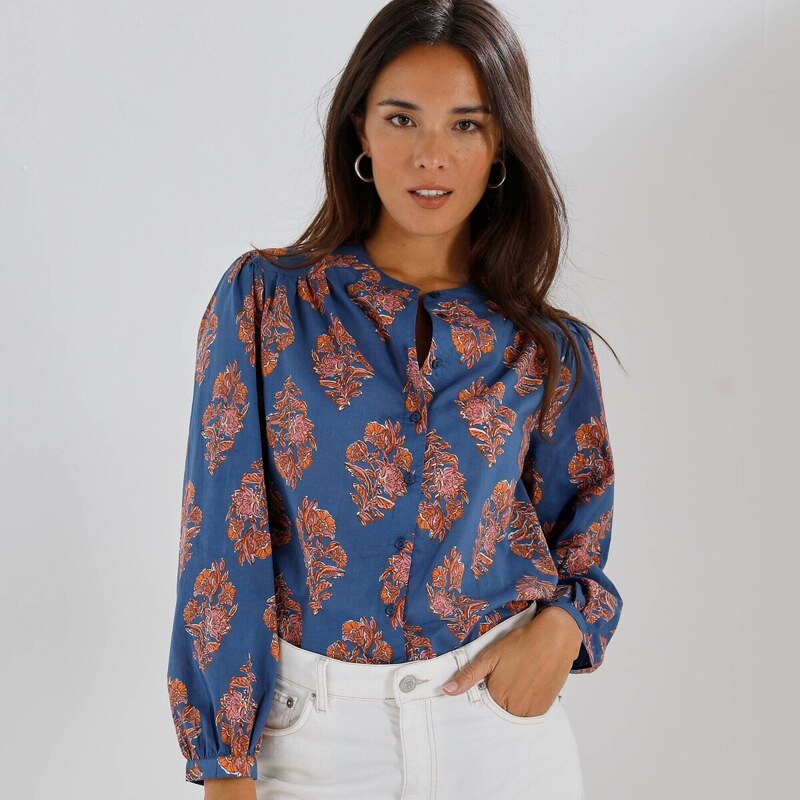 Blúzka s dlhými rukávmi a potlačou indigo 054 Blancheporte 67494180