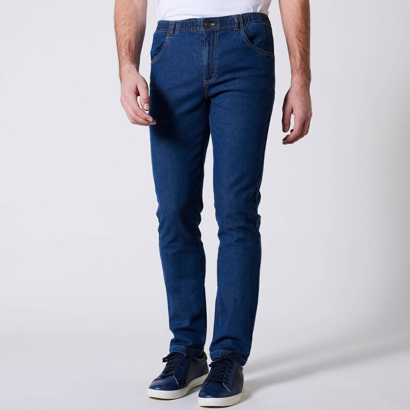 Rovné pružné pohodlné džínsy so 4 vreckami modrá 058 Blancheporte 67494184