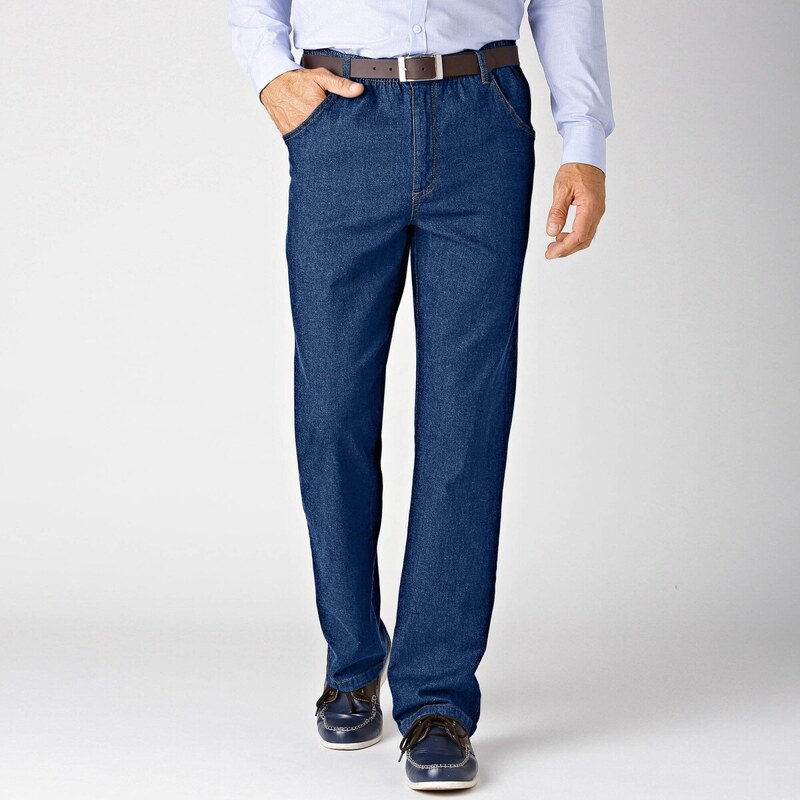 Rovné pružné pohodlné džínsy so 4 vreckami tmavomodrá 058 Blancheporte 67494185