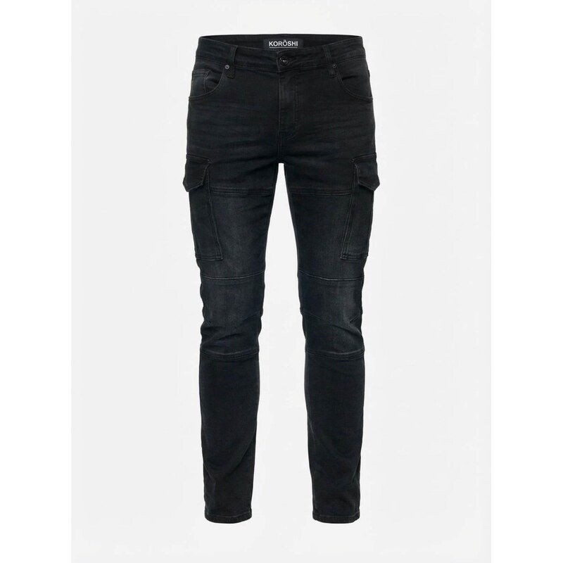 KOROSHI Rifľové kapsáče čierna 67499630