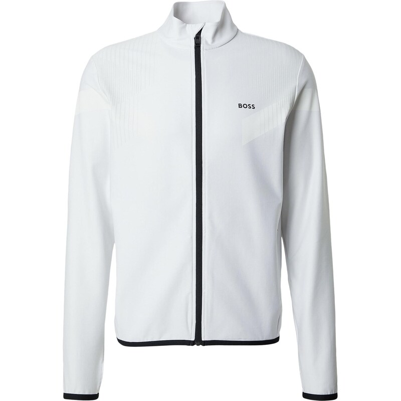 BOSS Športová mikina so zipsom Active Push svetlosivá / biela 67500152