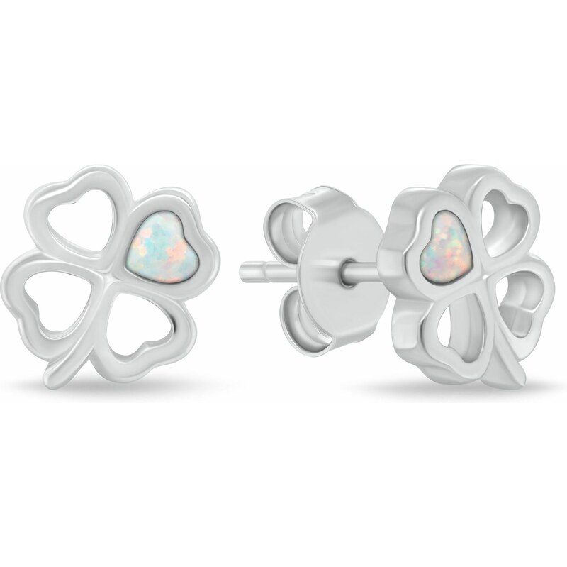 Brilio Silver Strieborné náušnice Štvorlístok s bielym opálom EA1253W 67500208