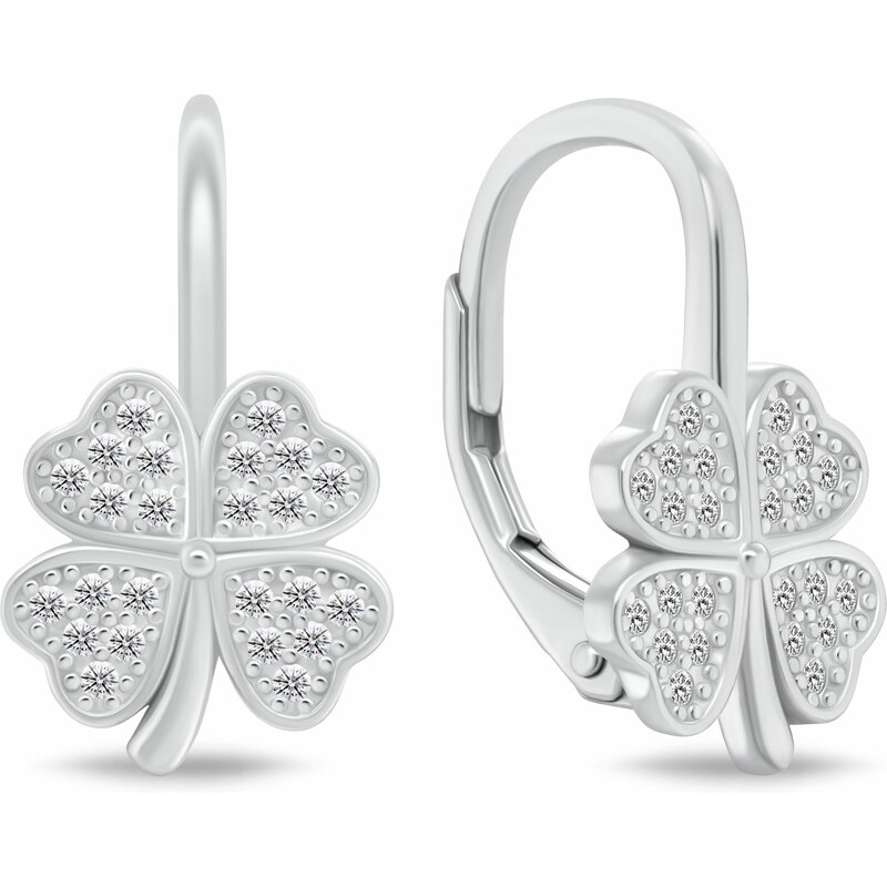 Brilio Silver Visiace strieborné náušnice Štvorlístok so zirkónmi 67500210