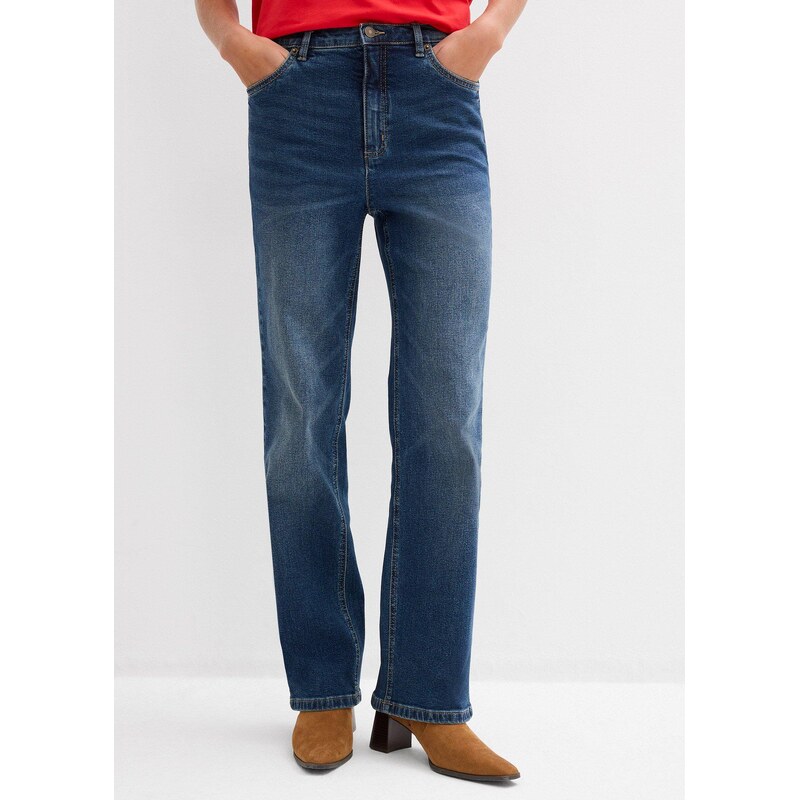 bonprix Džínsy straight, Loose, High Waist, farba modrá 67232551