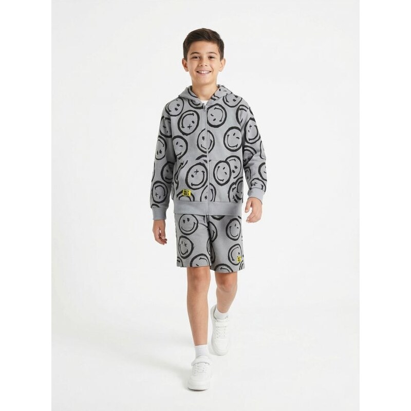 Sinsay - Voľné šortky SmileyWorld - svetlošedá 67192172