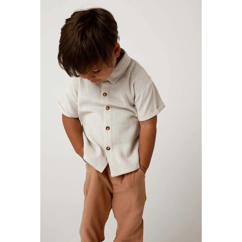 Detská košeľa s prímesou ľanu Donsje Brammie Shirt 67504647