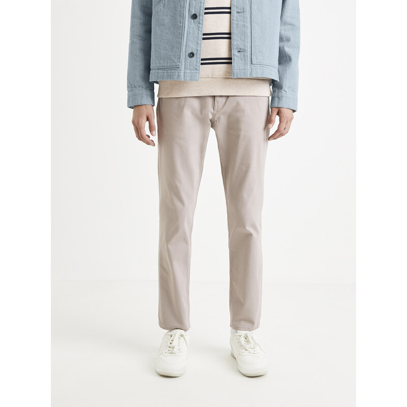 Béžové pánske skrátené straight fit rifle Celio 67518673