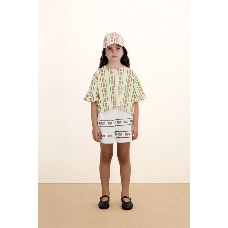 Detské bavlnené tričko Tinycottons ROSE PATTERN CROP TEE 67441218
