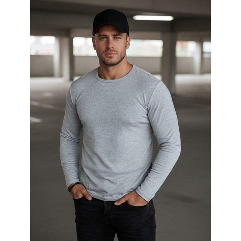 Dstreet Základné šedé tričko s dlhým rukávom 67507043