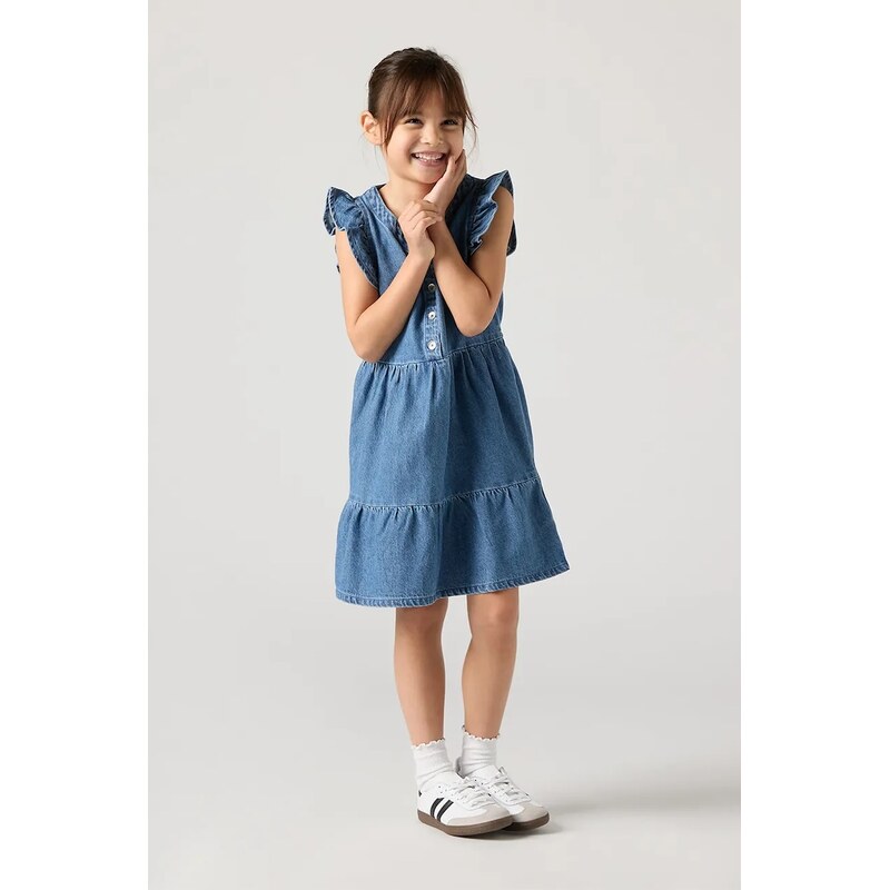 Dievčenské bavlnené šaty Levis FLUTTER SLEEVE BUTTON UP D 67465469