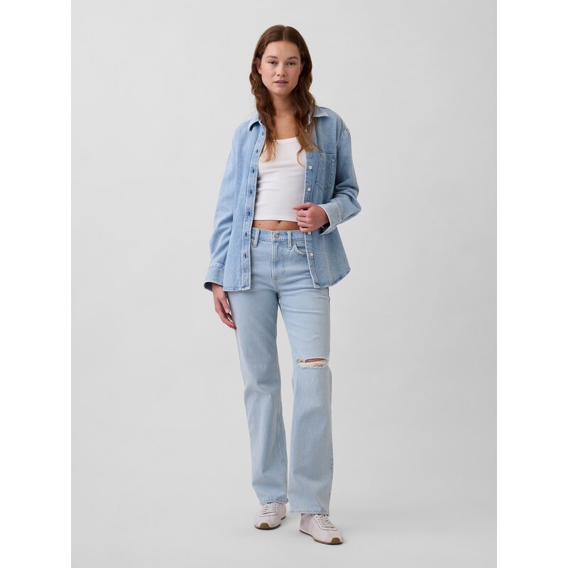 GAP Dámske Rifle Mid Rise Relaxed Straight 67636002