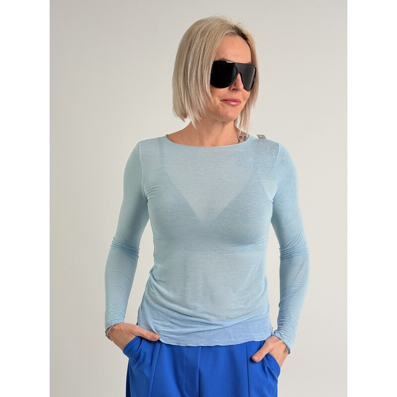 Voga Móda Svetlomodré tričko s kašmírom CASH 67510949