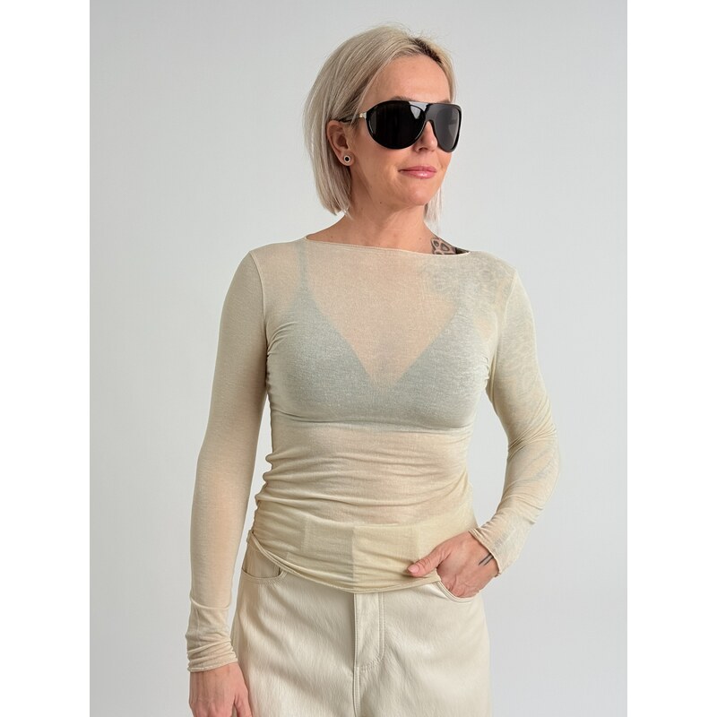 Voga Móda Béžové tričko s kašmírom CASH 67510935