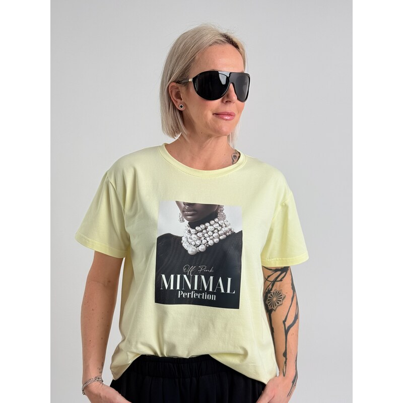 OFF PINK Žlté tričko MINIMAL 67511007