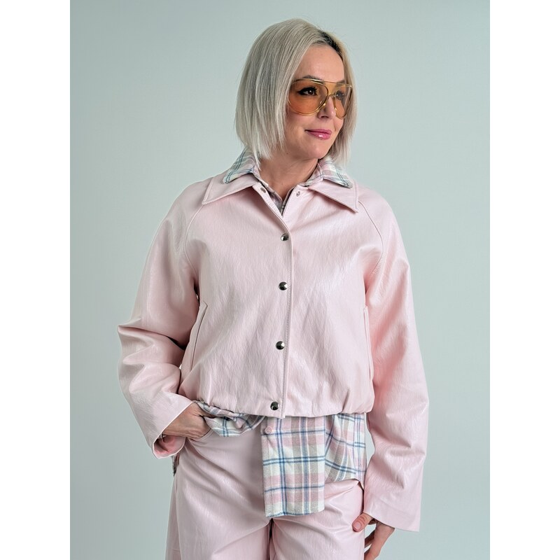 Voga Móda Baby pink kožená bunda VINTAGE 67510952