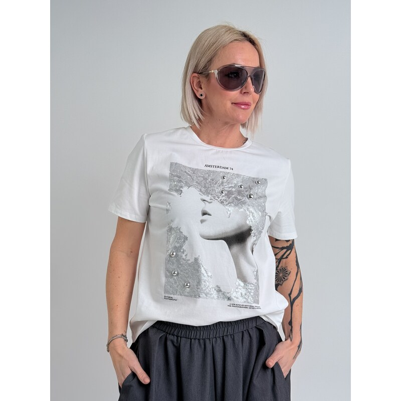 Voga Móda Biele tričko AMSTERODAM 67510954