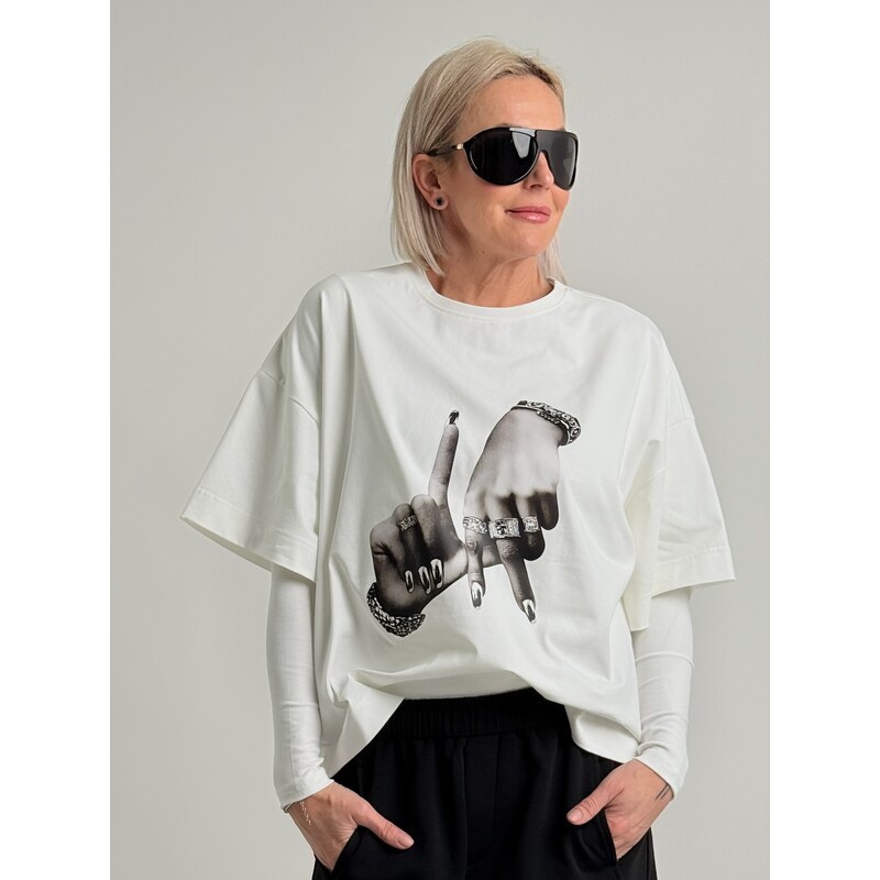 Voga Móda Smotanové tričko HANDS 67510991