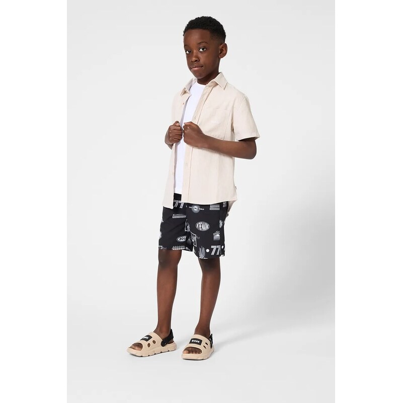 Detská košeľa s prímesou ľanu BOSS 67511723