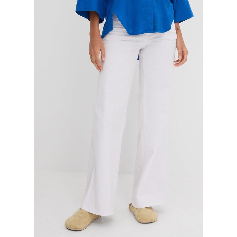 bonprix Strečové džínsy široký strih, stredná výška pása, farba biela 44982098