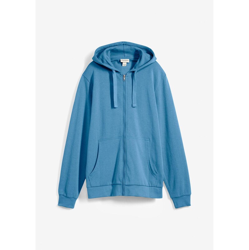 bonprix Mikina s kapucňou a zipsom, farba modrá 49697581
