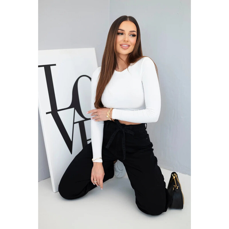 K-Fashion Dámske džínsy s vysokým pásom a opaskom čierne 67512268