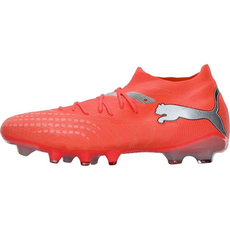 PUMA Kopačky Future 9 Match striebornosivá / neónovo červená / čierna 67519073
