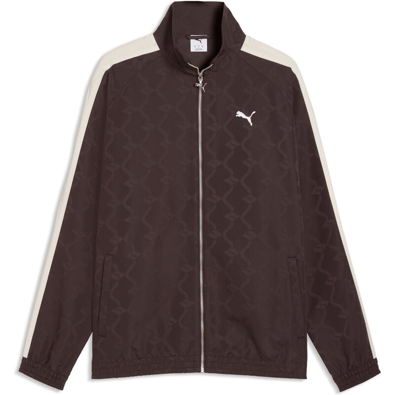 PUMA Tréningová bunda T7 čokoládová / biela 67519308