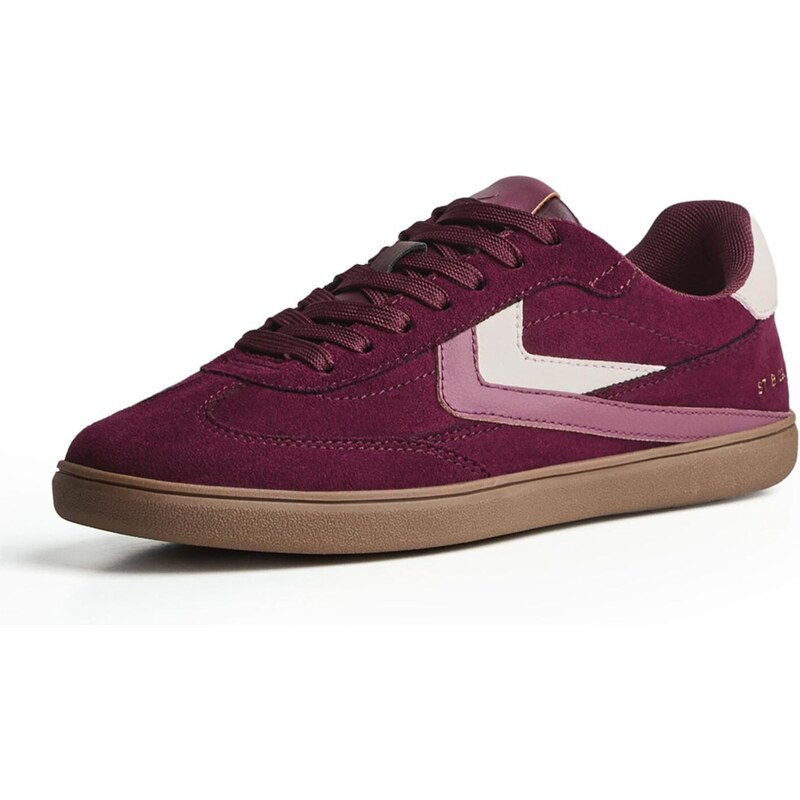 Bershka Nízke tenisky burgundská / biela 67519589