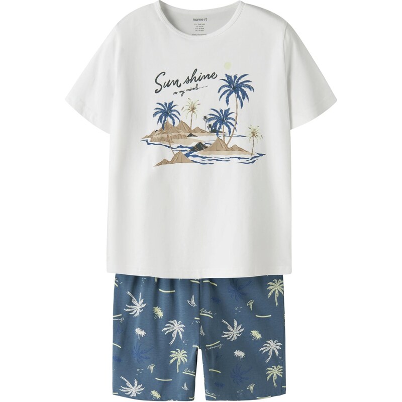 NAME IT Pyžamo zafírová / kaki / čierna / biela 67519627