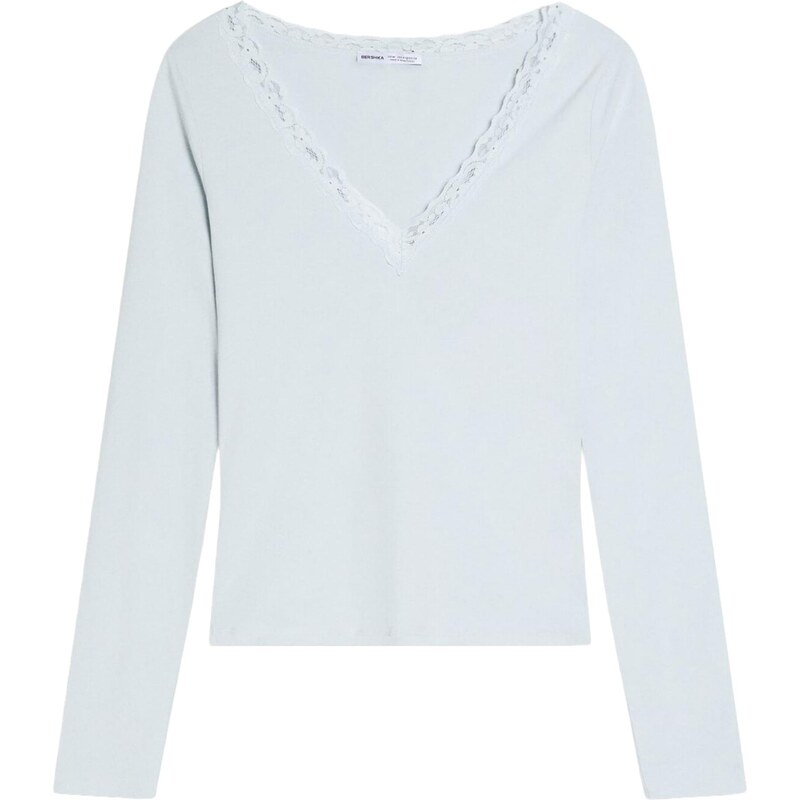 Bershka Tričko pastelovo modrá 67520875