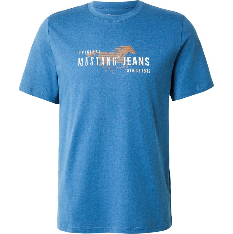 MUSTANG Tričko Austin farba ťavej srsti / modrá / šedobiela 67520906