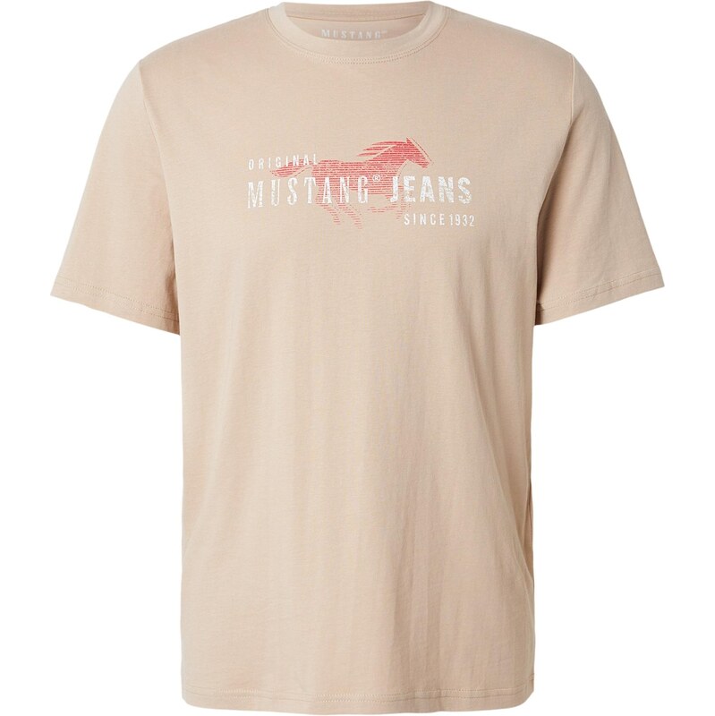 MUSTANG Tričko Austin piesková / svetločervená / biela 67520907