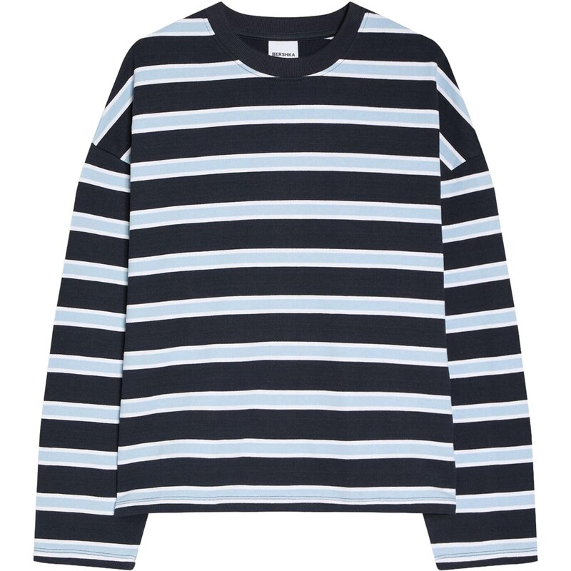 Bershka Tričko námornícka modrá / nebesky modrá / biela 67520920