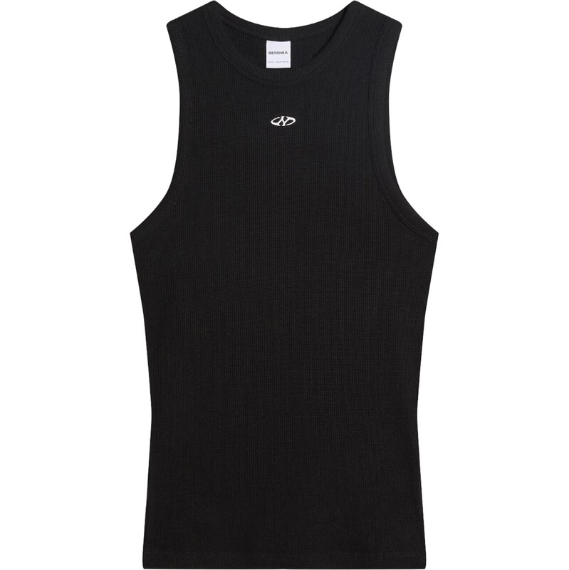 Bershka Tričko čierna / biela 67520938