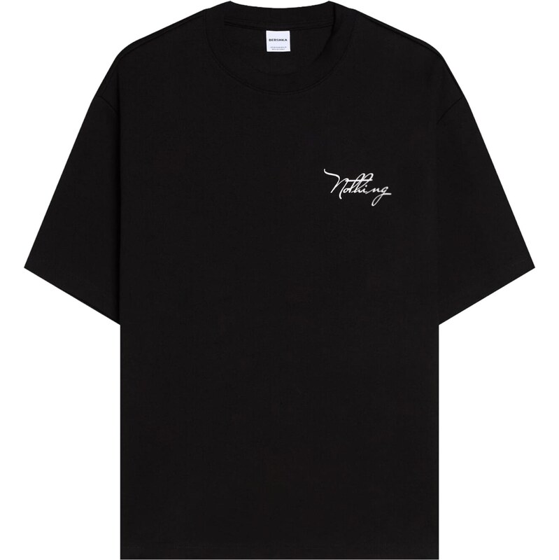 Bershka Tričko antracitová / sivá melírovaná / čierna / biela 67520959