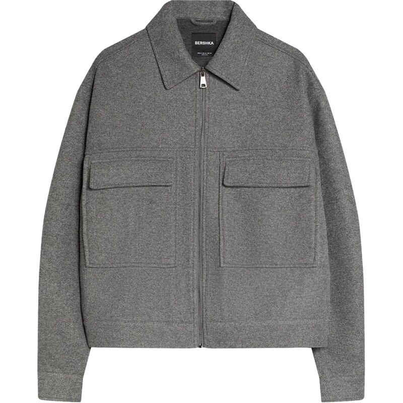 Bershka Prechodná bunda tmavosivá 67520949
