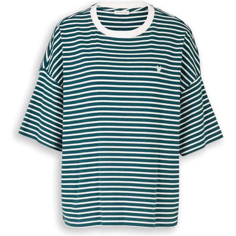 TOM TAILOR Tričko petrolejová / biela 67520986