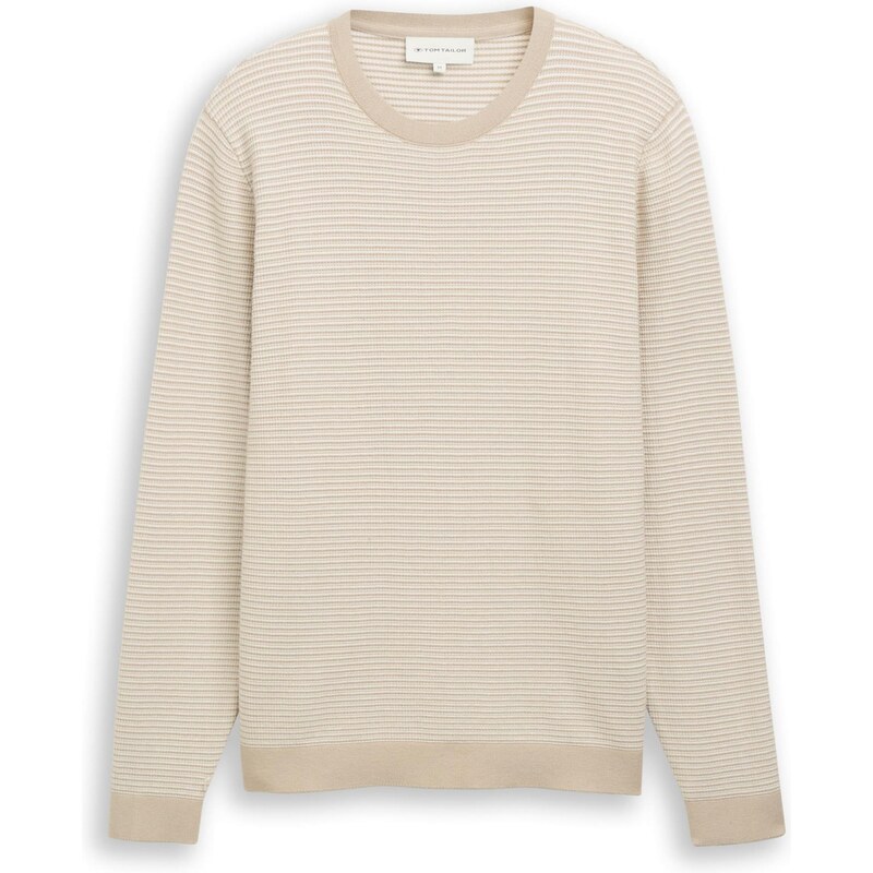 TOM TAILOR Sveter béžová / biela 67520988