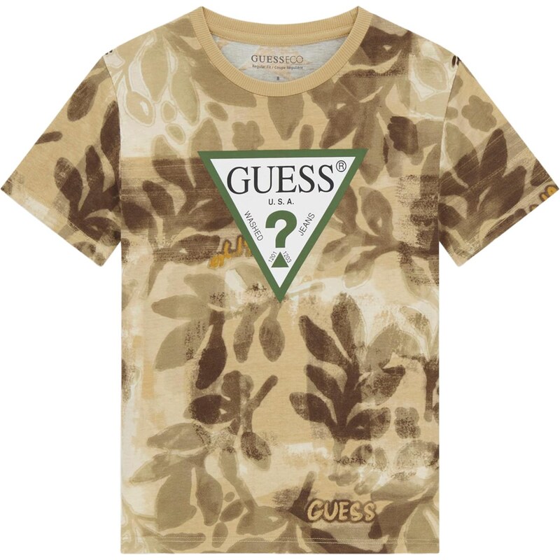 GUESS Tričko kaki / olivová / tmavozelená / biela 67521353