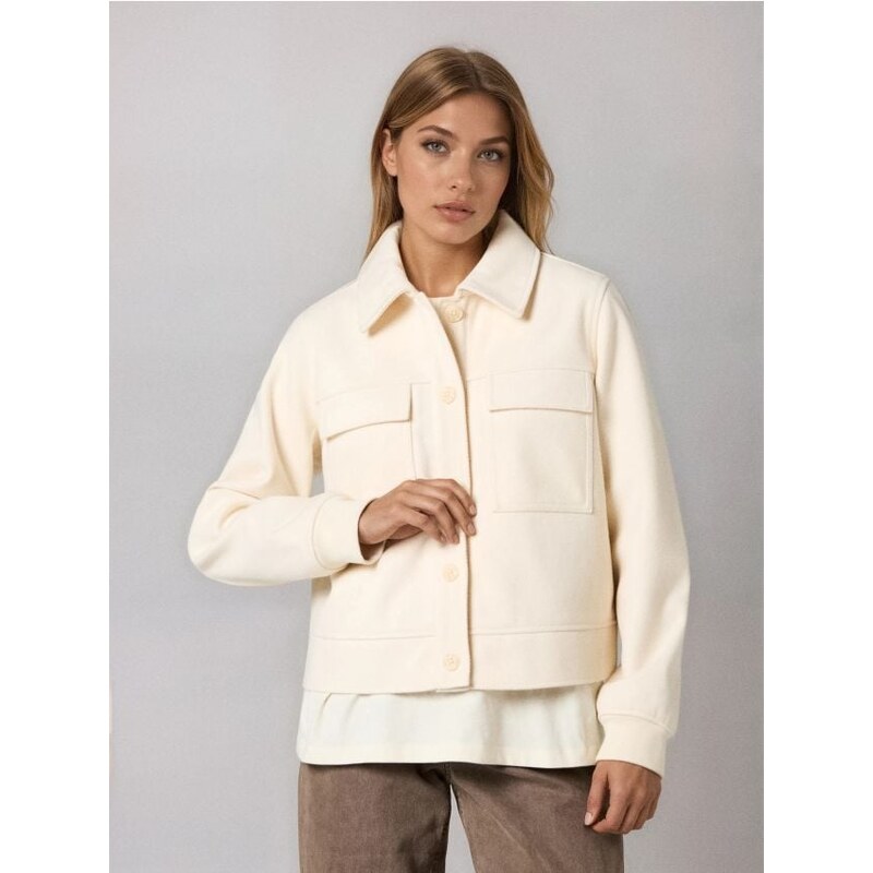 Sinsay - Shacket bunda s viskózovou zmesou - krémová 67516121
