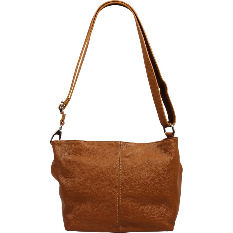 Camel kožená talianska crossbody kabelka Batilda Marrone NovaKabelka 3243286