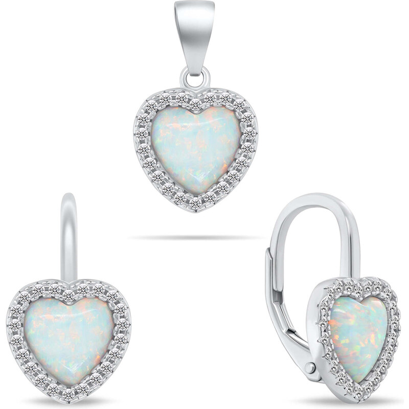 Brilio Silver Elegantný strieborný set s opálmi SET299W (náušnice, 67519277