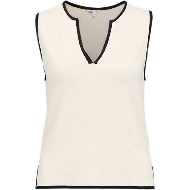 OBJECT Vyšívaný top OBJViva krémová / čierna 67499795