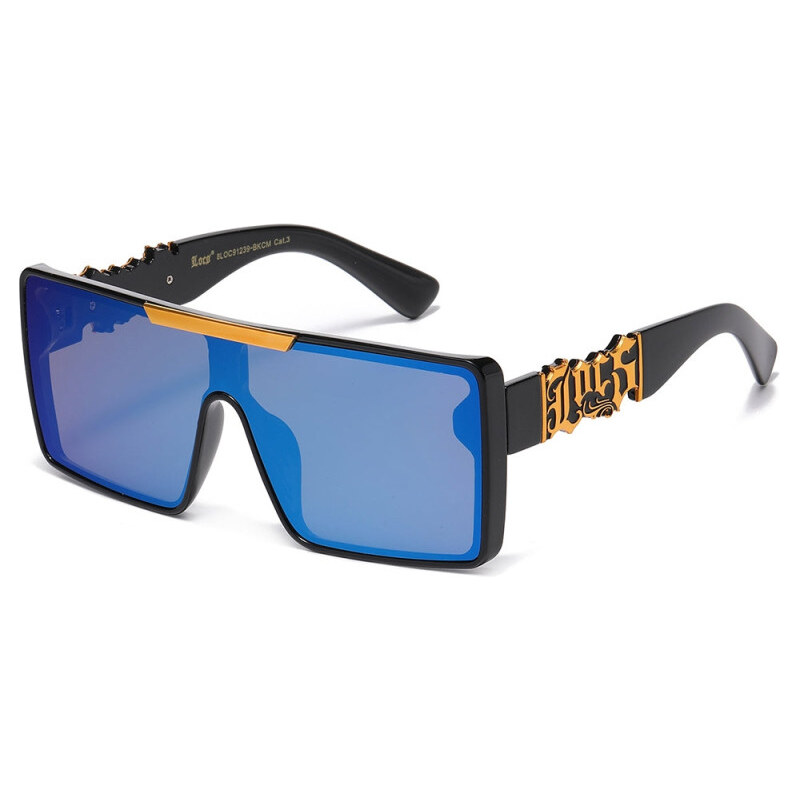 LOCS Hombre hranaté slnečné okuliare Modré zrkadlovky 65230106