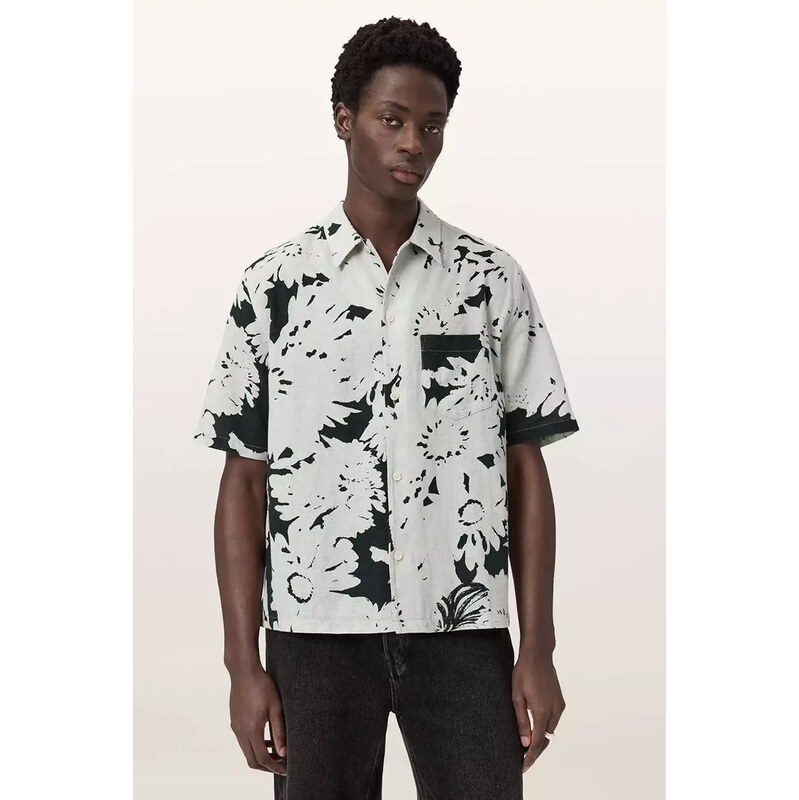 Košeľa s prímesou ľanu AllSaints GIRONA 67531676