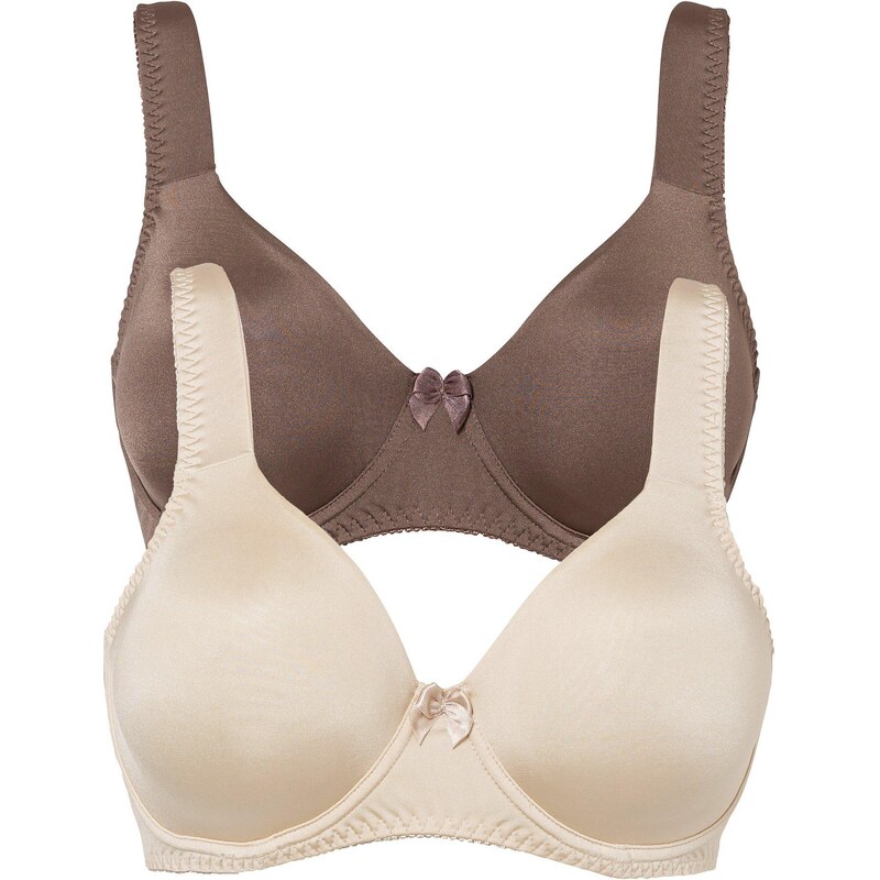 bonprix Podprsenka s kosticami a lesklým efektom (2 ks), farba hnedá 65291563