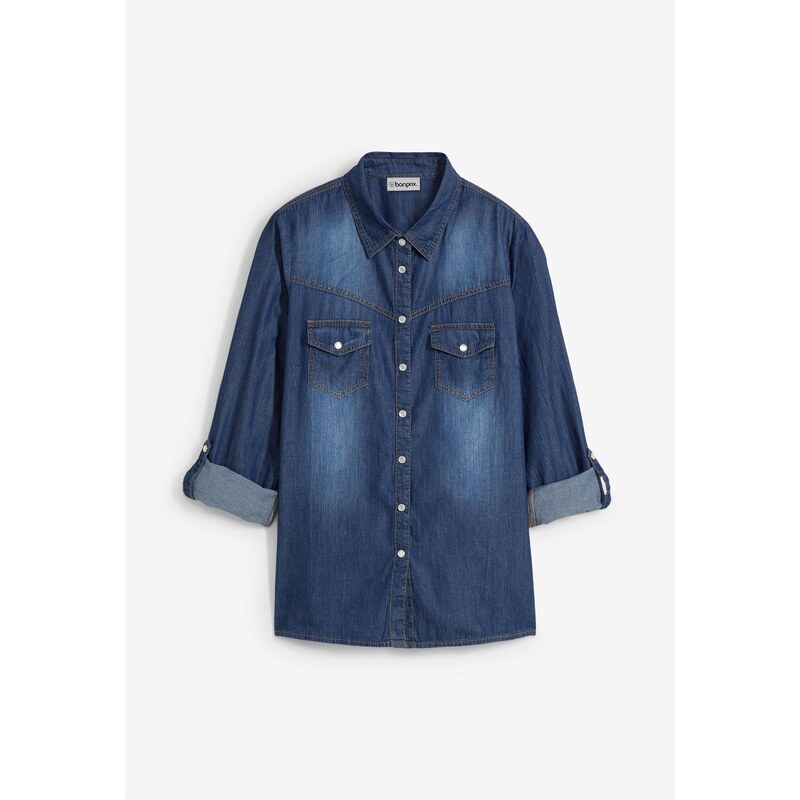 bonprix Džínsová košeľa, farba modrá 44740873